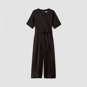 Everlane The Wrap Jumpsuit in Linen Black